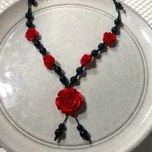 Thread Braided Rose Long Necklace
